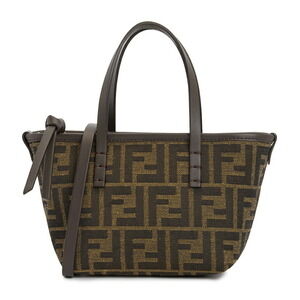 FENDI FF Jacquard Shopper Tote Shoulder Bag Brown